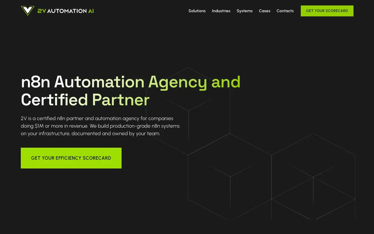 2V Automation n8n agency page
