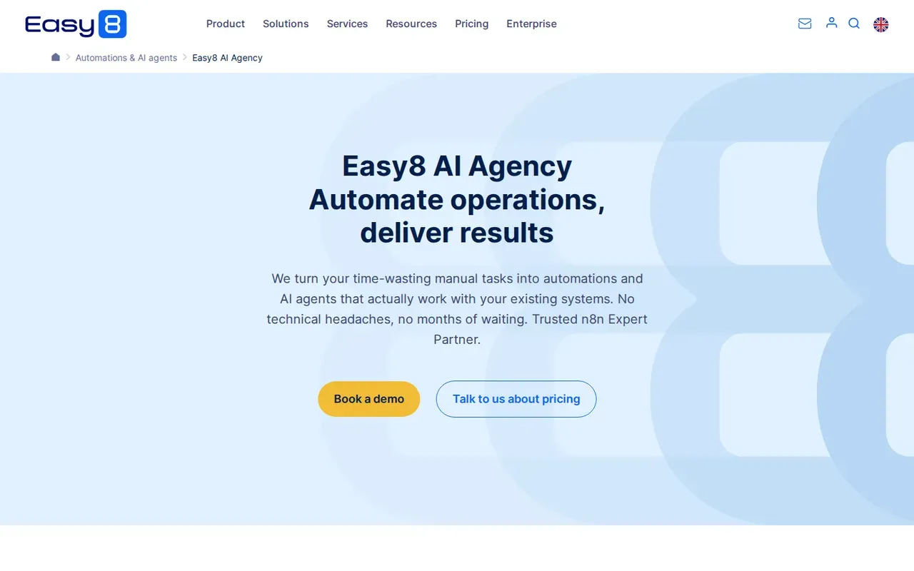 Easy8 homepage