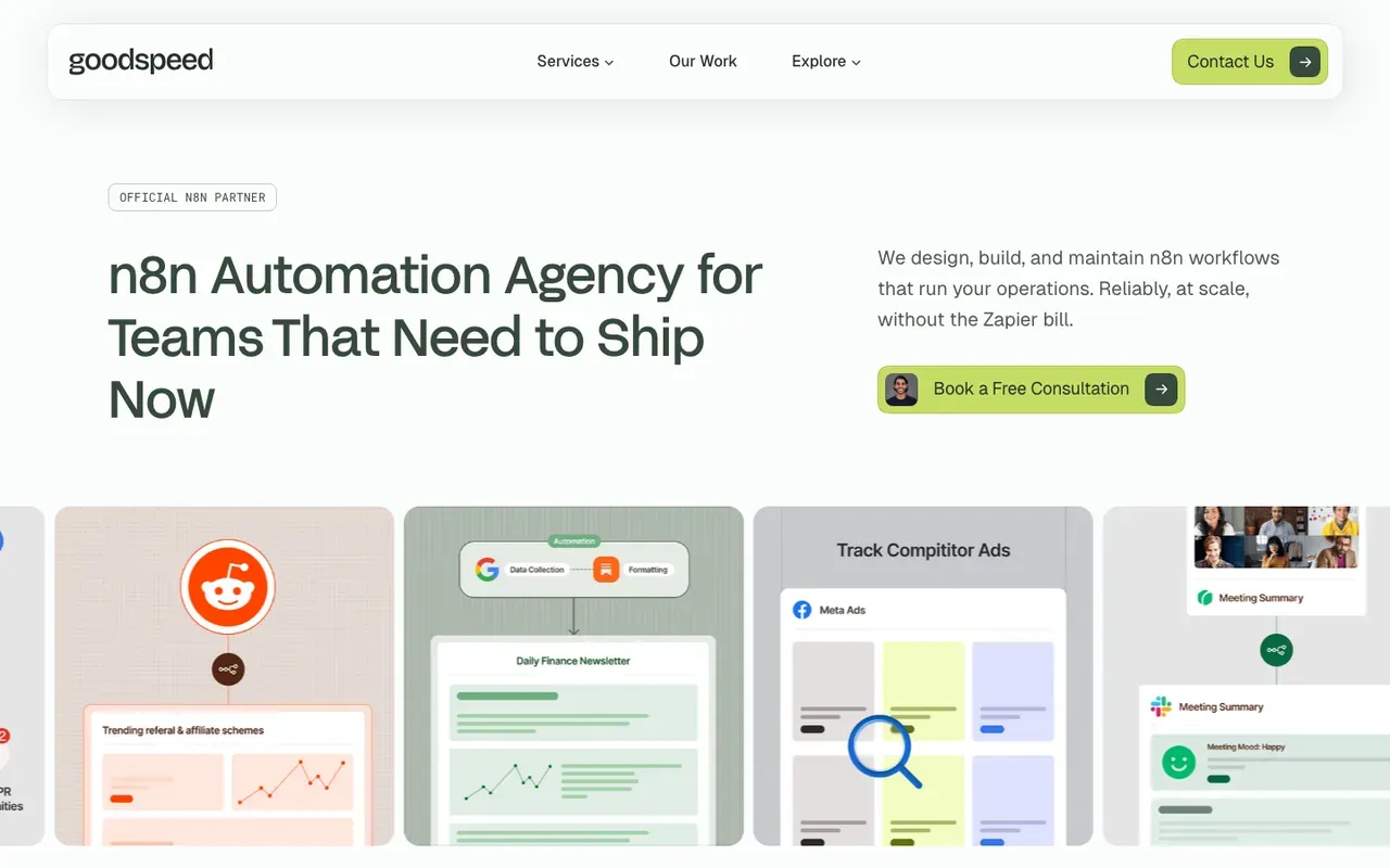Goodspeed n8n agency page