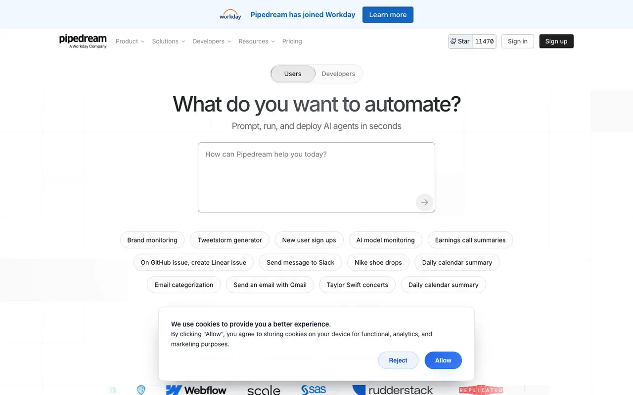 Pipedream homepage