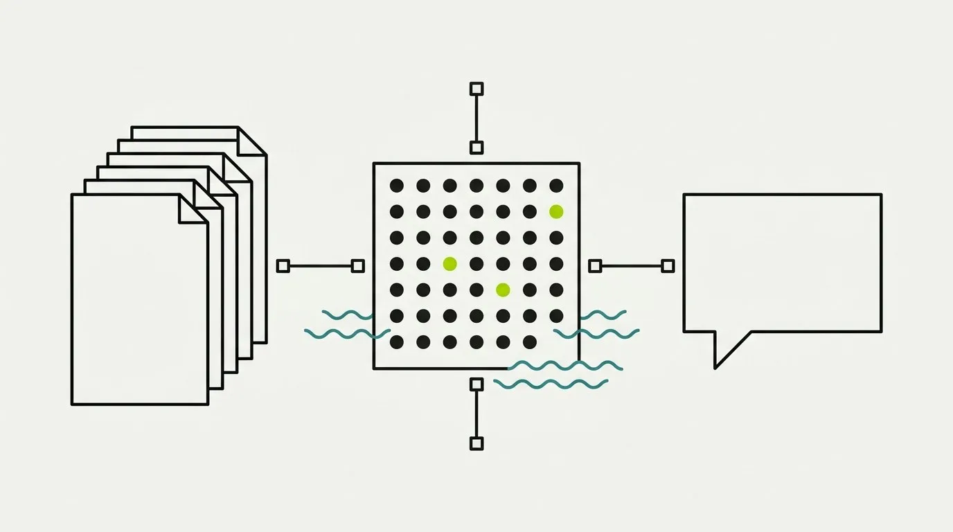 Documents feeding a retrieval index, which feeds a single answer