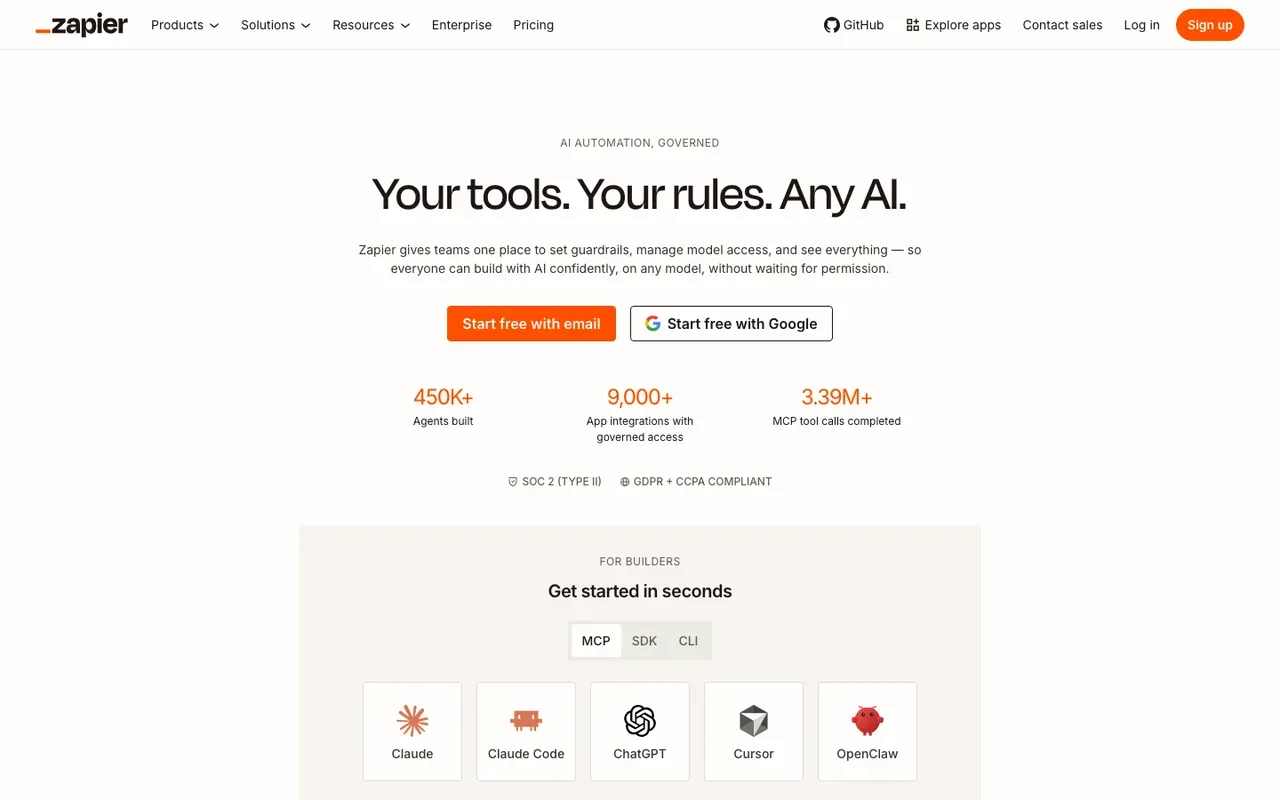 Zapier homepage